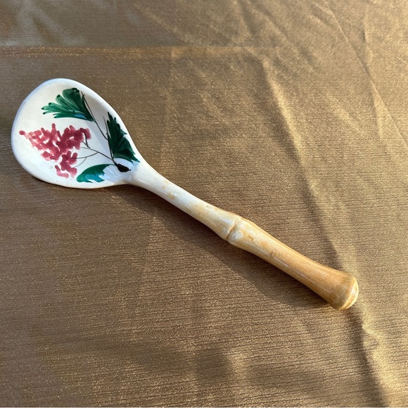 Handpainted Spoon Vintage Salad Serving Ceramic EUC - Picture 1 of 14